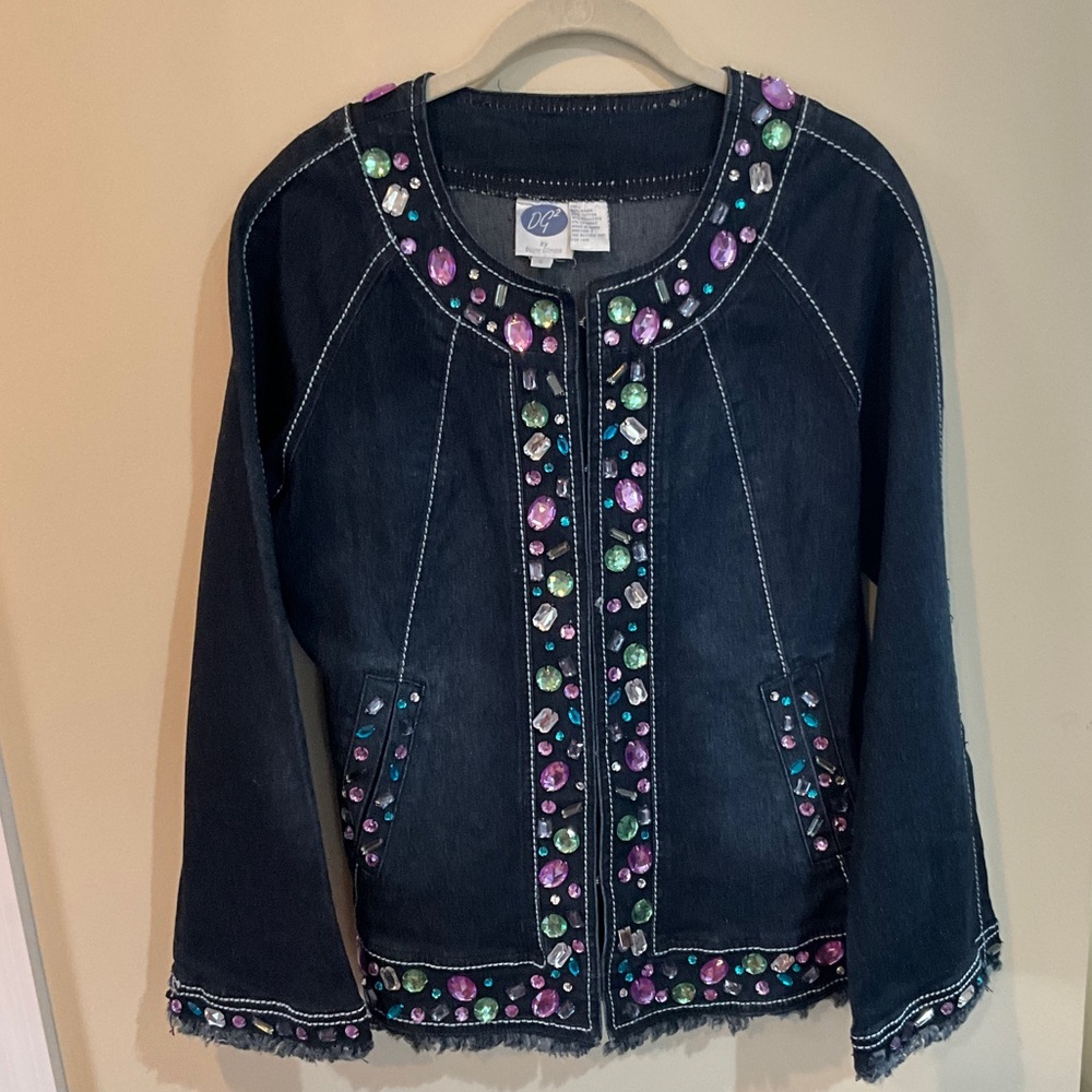 DG2 by Diane Gilman Denim jacket/blazer with faux gems Size S